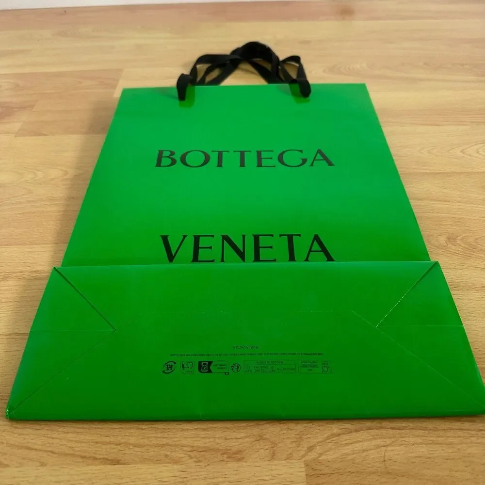 Bottega Veneta Paper Shopping Bag - green medium, 16.5